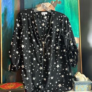 Stella Tweed Black Starry Blouse Size Medium